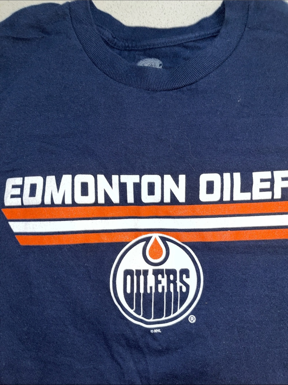 Fanatics Edmonton Oilers Navy Long Sleeve Tee with Orange & White Accents